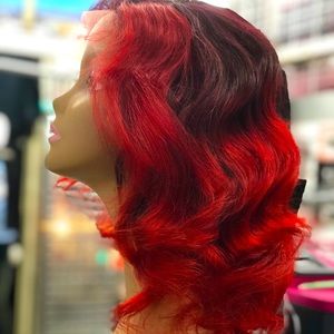 12” Brazilian burgundy Body wave lace wigs